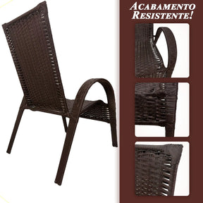 [PRÉ-BLACK FRIDAY] - Kit com 4 cadeiras de Fibra JUNCO Sintética de alta qualidade + 1 Mesa de fibra Brinde, Cor: TABACO