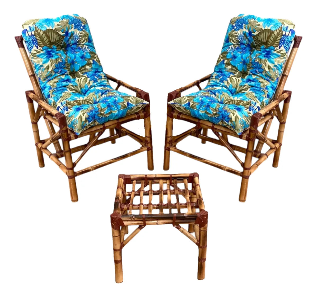 [PRÉ-BLACK FRIDAY] - KIT 1 Namoradeira, 2 Cadeiras Completo flor azul bonito+ Brinde 1 Mesa Centro, 4 Almofadas P/ Jardim - CASA DA MESA