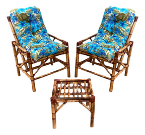 [PRÉ-BLACK FRIDAY] - KIT 1 Namoradeira, 2 Cadeiras Completo flor azul bonito+ Brinde 1 Mesa Centro, 4 Almofadas P/ Jardim - CASA DA MESA