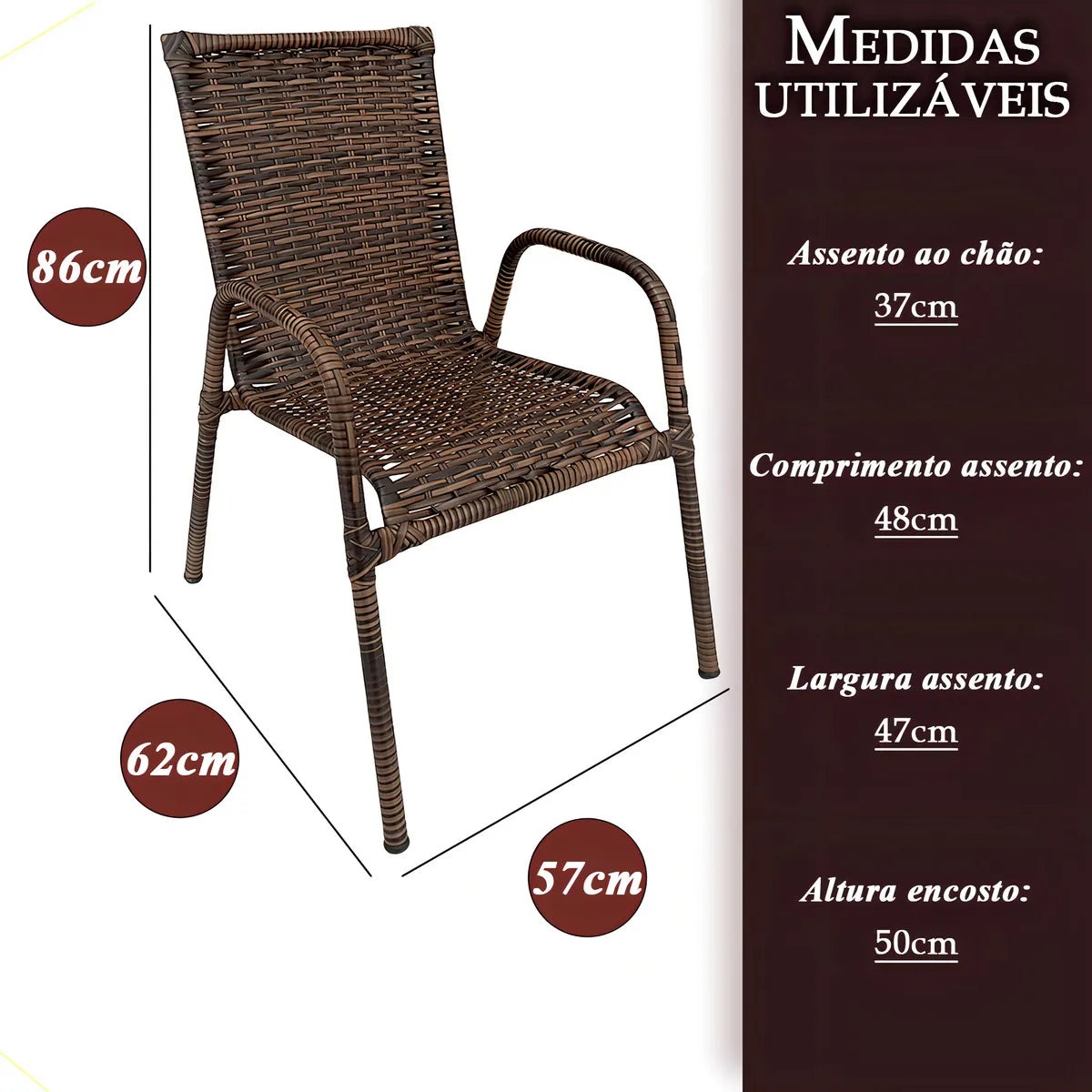 [PRÉ-BLACK FRIDAY] - Kit 4 Cadeiras TRAMA, Fibra Junto Alta Qualidade 86cm Amêndoa Castanho + 1 Mesa brinde - CASA DA MESA