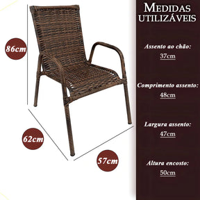 [PRÉ-BLACK FRIDAY] - Kit 4 Cadeiras TRAMA, Fibra Junto Alta Qualidade 86cm Amêndoa Castanho + 1 Mesa brinde - CASA DA MESA
