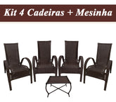[PRÉ-BLACK FRIDAY] - Kit com 4 cadeiras de Fibra JUNCO Sintética de alta qualidade + 1 Mesa de fibra Brinde, Cor: TABACO