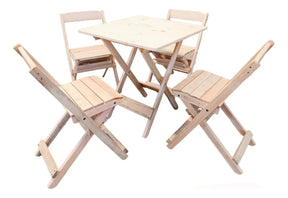 [PRÉ-BLACK FRIDAY] - Kit Mesa Dobrável, 4 Cadeiras dobráveis de madeira, 70X70cm - SEM COR- Casa da Mesa
