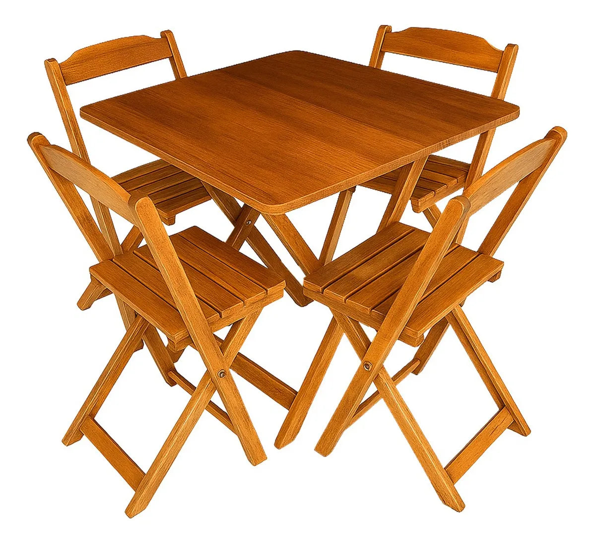 [PRÉ-BLACK FRIDAY] - Kit de Mesa Dobrável, 4 Cadeiras dobrável - MEL - Madeira maciça
