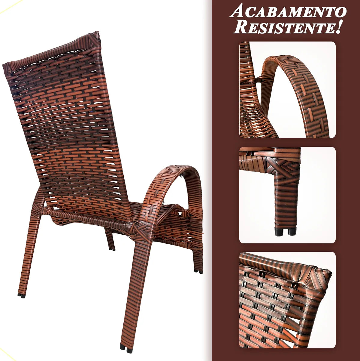 [PRÉ-BLACK FRIDAY] - Kit com 4 cadeiras de Fibra JUNCO Sintética de alta qualidade + 1 Mesa de fibra Brinde, Cor: AMÊNDOAS TERRACOTA