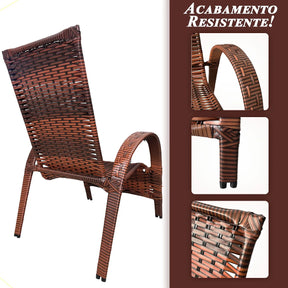 [PRÉ-BLACK FRIDAY] - Kit com 4 cadeiras de Fibra JUNCO Sintética de alta qualidade + 1 Mesa de fibra Brinde, Cor: AMÊNDOAS TERRACOTA