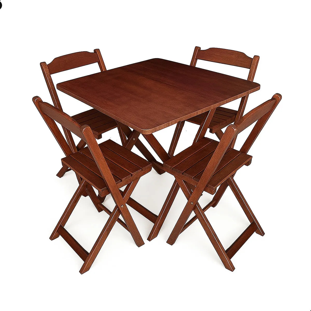 [PRÉ-BLACK FRIDAY] - Kit Mesa dobrável 70X70cm, 4 Cadeiras dobráveis de madeira - IMBUA - Casa da Mesa