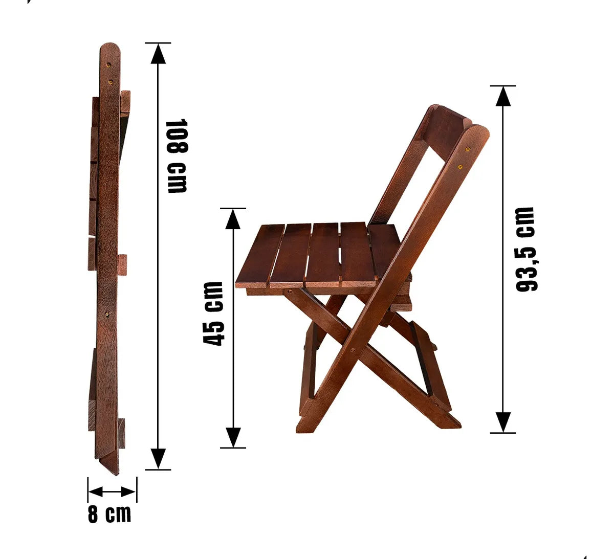 [PRÉ-BLACK FRIDAY] - Kit Mesa dobrável 70X70cm, 4 Cadeiras dobráveis de madeira - IMBUA - Casa da Mesa