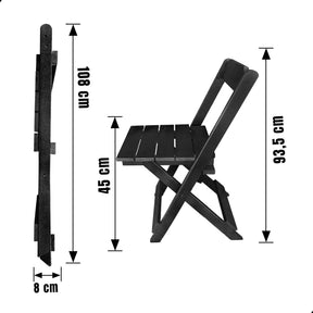 [PRÉ-BLACK FRIDAY] - Kit de Mesa Dobrável 70X70cm, 4 Cadeiras dobrável, PRETA - Madeira maciça - Casa da Mesa