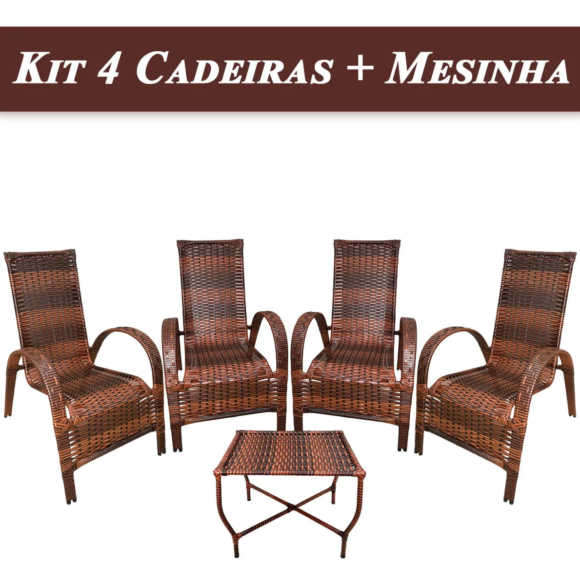[PRÉ-BLACK FRIDAY] - Kit com 4 cadeiras de Fibra JUNCO Sintética de alta qualidade + 1 Mesa de fibra Brinde, Cor: AMÊNDOAS TERRACOTA