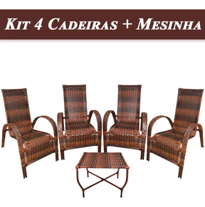 [PRÉ-BLACK FRIDAY] - Kit com 4 cadeiras de Fibra JUNCO Sintética de alta qualidade + 1 Mesa de fibra Brinde, Cor: AMÊNDOAS TERRACOTA