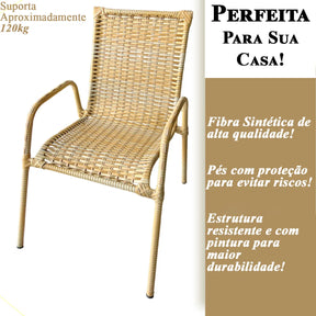 [PRÉ-BLACK FRIDAY] - Kit 4 Cadeiras TRAMA, Fibra Junto Alta Qualidade 86cm Amarelo Claro + 1 Mesa brinde - CASA DA MESA