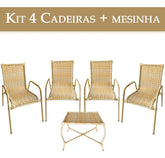 [PRÉ-BLACK FRIDAY] - Kit 4 Cadeiras TRAMA, Fibra Junto Alta Qualidade 86cm Amarelo Claro + 1 Mesa brinde - CASA DA MESA