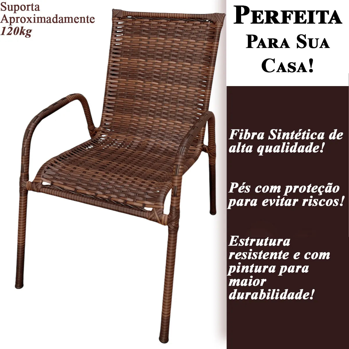 [PRÉ-BLACK FRIDAY] - Kit 4 Cadeiras TRAMA, Fibra Junto Alta Qualidade 86cm Amêndoa Chocolate + 1 Mesa brinde - CASA DA MESA