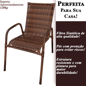 [PRÉ-BLACK FRIDAY] - Kit 4 Cadeiras TRAMA, Fibra Junto Alta Qualidade 86cm Amêndoa Chocolate + 1 Mesa brinde - CASA DA MESA