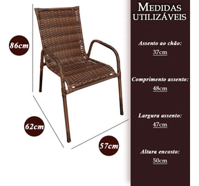 [PRÉ-BLACK FRIDAY] - Kit 4 Cadeiras TRAMA, Fibra Junto Alta Qualidade 86cm Amêndoa Chocolate + 1 Mesa brinde - CASA DA MESA