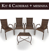 [PRÉ-BLACK FRIDAY] - Kit 4 Cadeiras TRAMA, Fibra Junto Alta Qualidade 86cm Amêndoa Castanho + 1 Mesa brinde - CASA DA MESA