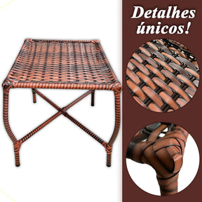 [PRÉ-BLACK FRIDAY] - Kit com 4 cadeiras de Fibra JUNCO Sintética de alta qualidade + 1 Mesa de fibra Brinde, Cor: AMÊNDOAS TERRACOTA