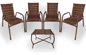 [PRÉ-BLACK FRIDAY] - Kit 4 Cadeiras TRAMA, Fibra Junto Alta Qualidade 86cm Amêndoa Chocolate + 1 Mesa brinde - CASA DA MESA
