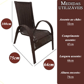 [PRÉ-BLACK FRIDAY] - Kit com 4 cadeiras de Fibra JUNCO Sintética de alta qualidade + 1 Mesa de fibra Brinde, Cor: TABACO