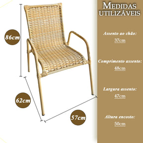 [PRÉ-BLACK FRIDAY] - Kit 4 Cadeiras TRAMA, Fibra Junto Alta Qualidade 86cm Amarelo Claro + 1 Mesa brinde - CASA DA MESA