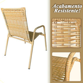 [PRÉ-BLACK FRIDAY] - Kit 4 Cadeiras TRAMA, Fibra Junto Alta Qualidade 86cm Amarelo Claro + 1 Mesa brinde - CASA DA MESA