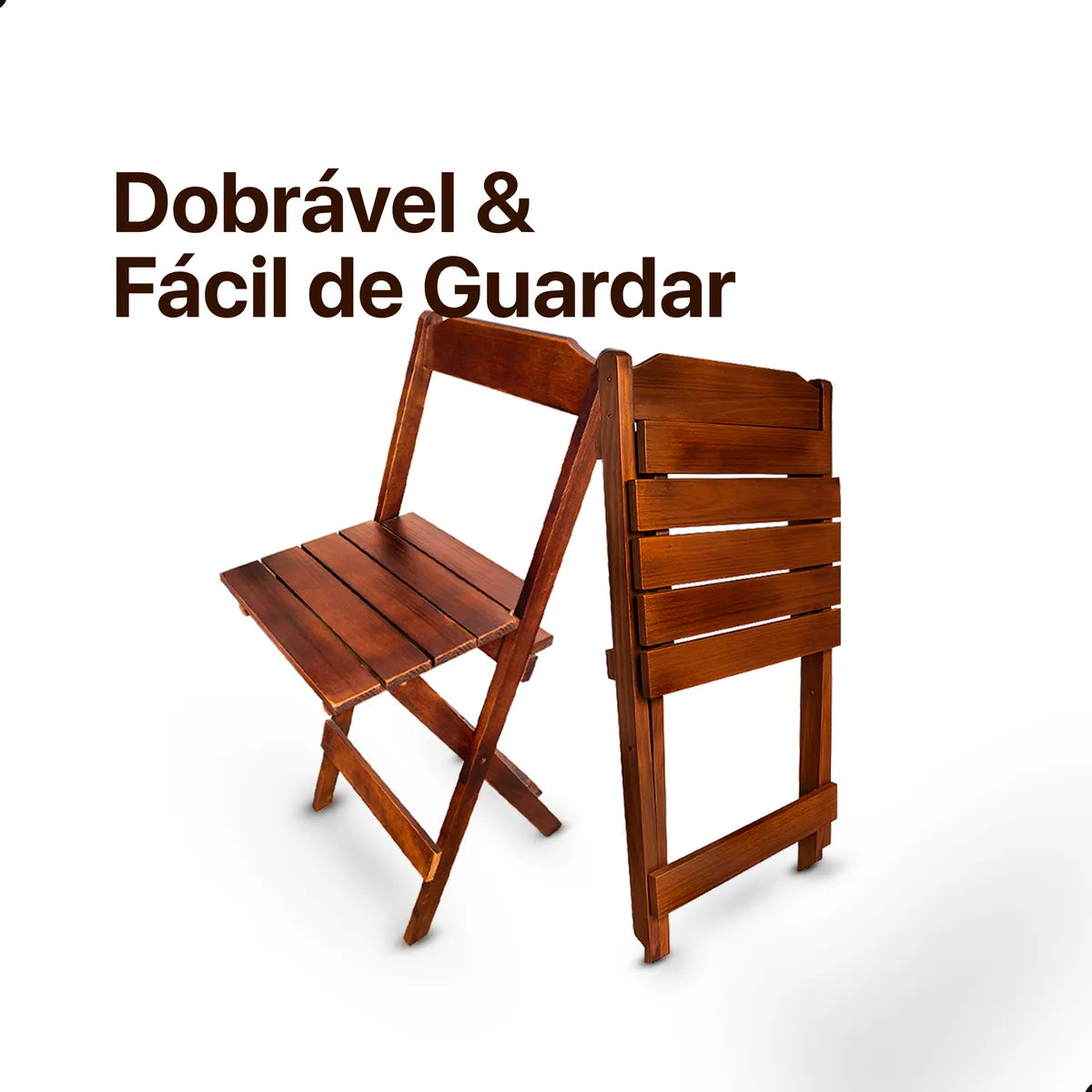 [PRÉ-BLACK FRIDAY] - Kit Mesa dobrável 70X70cm, 4 Cadeiras dobráveis de madeira - IMBUA - Casa da Mesa