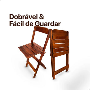 [PRÉ-BLACK FRIDAY] - Kit Mesa dobrável 70X70cm, 4 Cadeiras dobráveis de madeira - IMBUA - Casa da Mesa