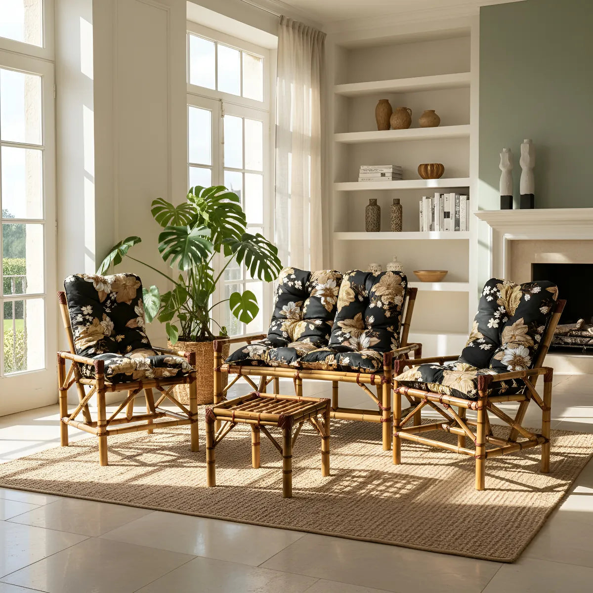 [PRÉ-BLACK FRIDAY] - KIT 1 Namoradeira, 2 Cadeiras Completo Rosa/BEGE + Brinde 1 Mesa Centro, 4 Almofadas P/ Jardim - CASA DA MESA