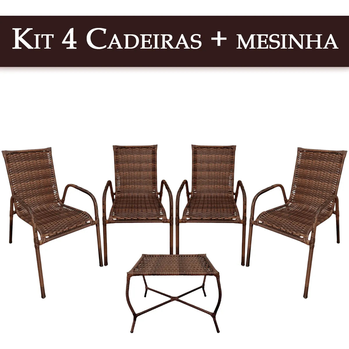 [PRÉ-BLACK FRIDAY] - Kit 4 Cadeiras TRAMA, Fibra Junto Alta Qualidade 86cm Amêndoa Chocolate + 1 Mesa brinde - CASA DA MESA