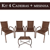 [PRÉ-BLACK FRIDAY] - Kit 4 Cadeiras TRAMA, Fibra Junto Alta Qualidade 86cm Amêndoa Chocolate + 1 Mesa brinde - CASA DA MESA
