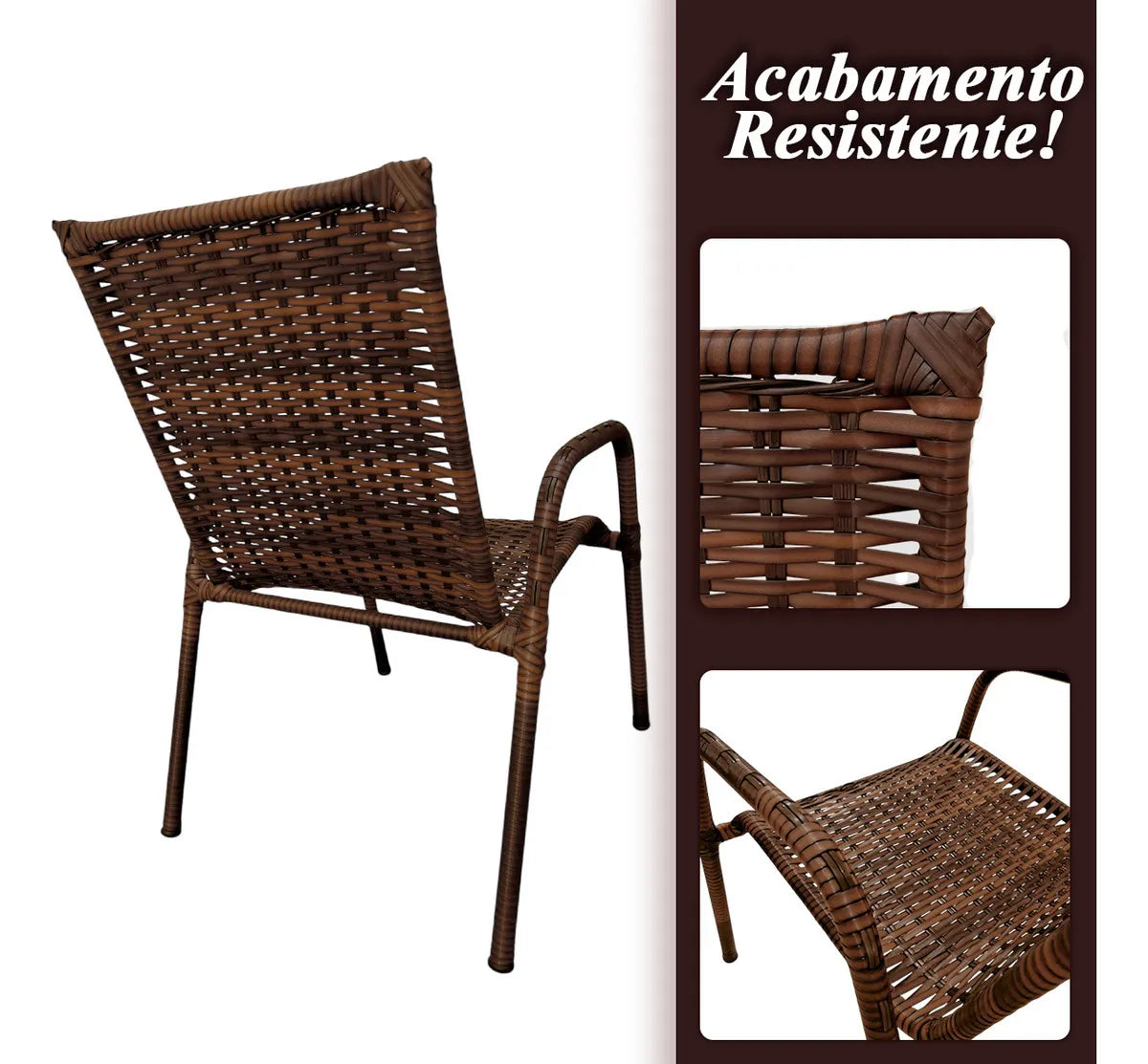 [PRÉ-BLACK FRIDAY] - Kit 4 Cadeiras TRAMA, Fibra Junto Alta Qualidade 86cm Amêndoa Chocolate + 1 Mesa brinde - CASA DA MESA