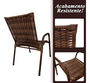 [PRÉ-BLACK FRIDAY] - Kit 4 Cadeiras TRAMA, Fibra Junto Alta Qualidade 86cm Amêndoa Chocolate + 1 Mesa brinde - CASA DA MESA