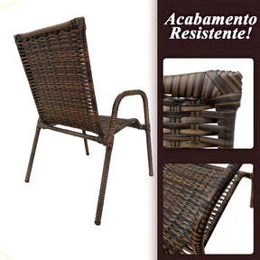 [PRÉ-BLACK FRIDAY] - Kit 4 Cadeiras TRAMA, Fibra Junto Alta Qualidade 86cm Amêndoa Castanho + 1 Mesa brinde - CASA DA MESA