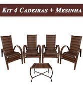 [PRÉ-BLACK FRIDAY] - Kit com 4 cadeiras de Fibra JUNCO Sintética de alta qualidade + 1 Mesa de fibra Brinde, Cor: AMÊNDOAS CHOCOLATE
