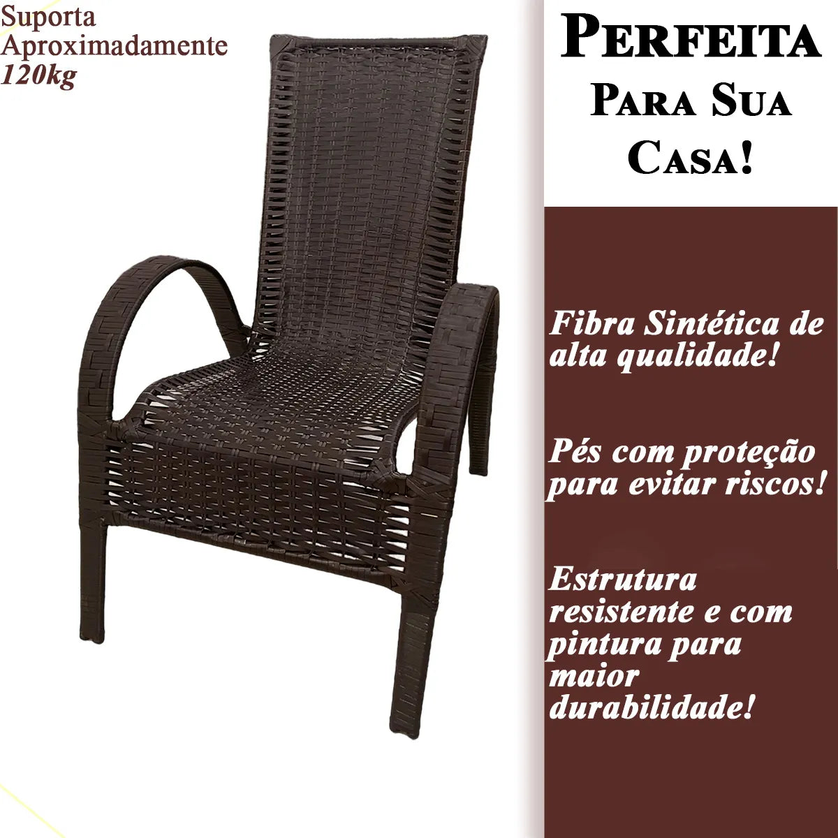 [PRÉ-BLACK FRIDAY] - Kit com 4 cadeiras de Fibra JUNCO Sintética de alta qualidade + 1 Mesa de fibra Brinde, Cor: TABACO