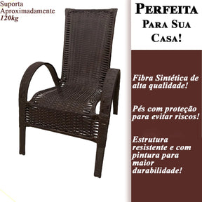 [PRÉ-BLACK FRIDAY] - Kit com 4 cadeiras de Fibra JUNCO Sintética de alta qualidade + 1 Mesa de fibra Brinde, Cor: TABACO