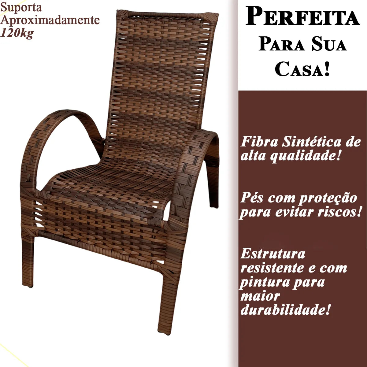 [PRÉ-BLACK FRIDAY] - Kit com 4 cadeiras de Fibra JUNCO Sintética de alta qualidade + 1 Mesa de fibra Brinde, Cor: AMÊNDOAS CHOCOLATE