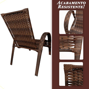 [PRÉ-BLACK FRIDAY] - Kit com 4 cadeiras de Fibra JUNCO Sintética de alta qualidade + 1 Mesa de fibra Brinde, Cor: AMÊNDOAS CHOCOLATE