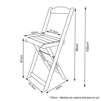 [PRÉ-BLACK FRIDAY] - Kit Bistrô 58cm dobrável, 4 Banquetas dobráveis de madeira, - IMBUIA - Casa da Mesa