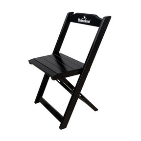 [PRÉ-BLACK FRIDAY] - Kit Mesa dobrável, 4 Cadeiras dobráveis de madeira, 70X70cm - PRETA Heineken - Casa da Mesa