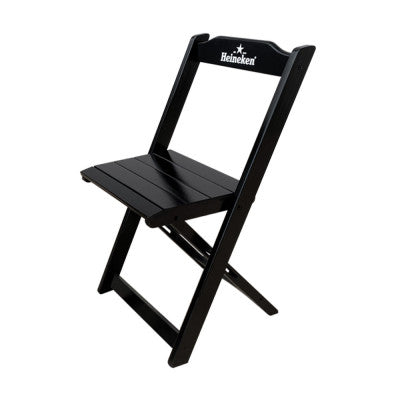 [PRÉ-BLACK FRIDAY] - Kit Mesa dobrável, 4 Cadeiras dobráveis de madeira, 70X70cm - PRETA Heineken - Casa da Mesa