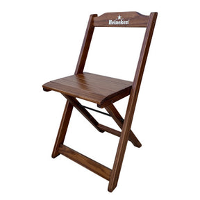 [PRÉ-BLACK FRIDAY] - Kit de Mesa Dobrável 110x70cm, 6 Cadeiras dobrável, Heineken IMBUIA- Madeira maciça - Casa da Mesa
