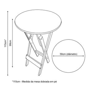 [PRÉ-BLACK FRIDAY] - Kit Bistrô 58cm dobrável, 4 Banquetas dobráveis de madeira, - PRETO - Casa da Mesa